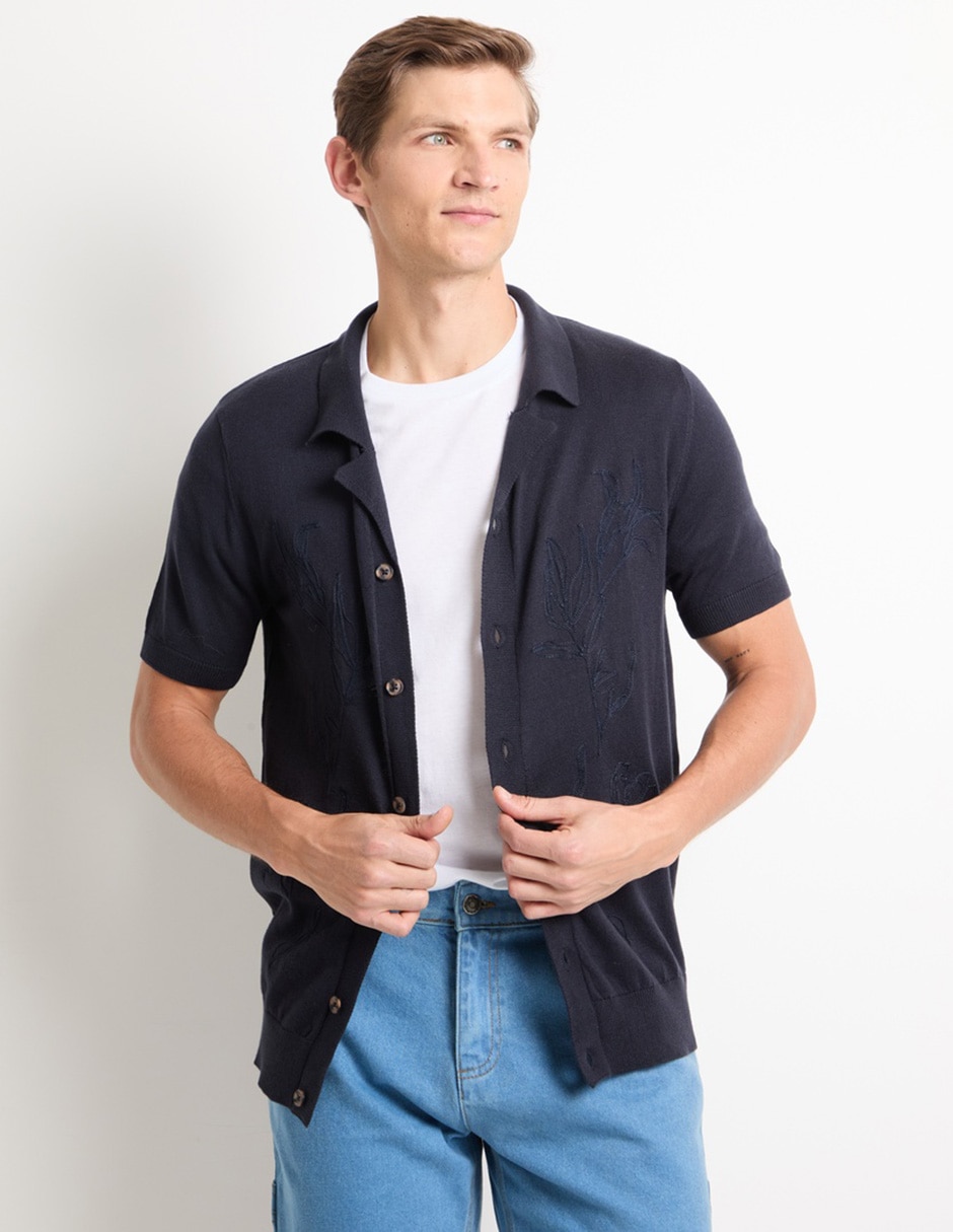 Camisa casual de algodón manga corta para hombre