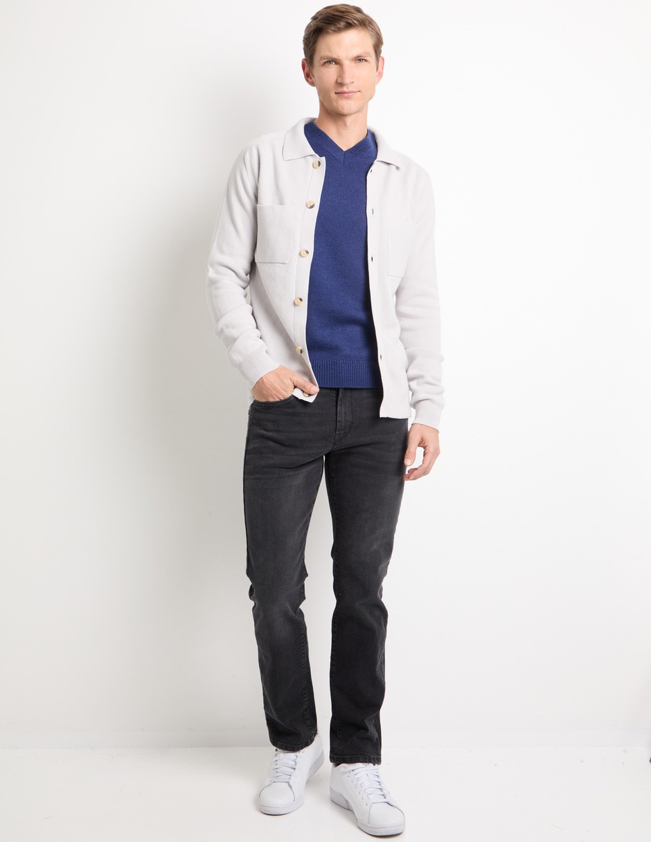 Suéter cuello con botón para hombre 3
