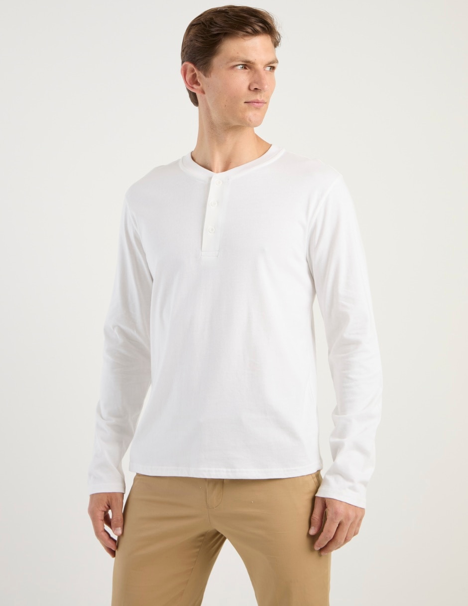 Playera cuello henley para hombre Playera cuello henley para hombre