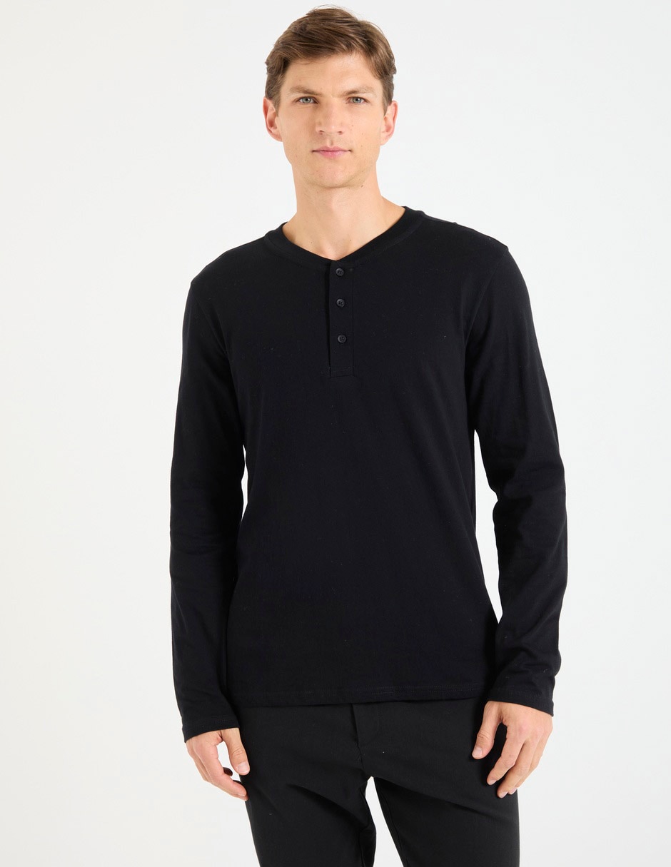 Playera cuello henley para hombre Playera cuello henley para hombre