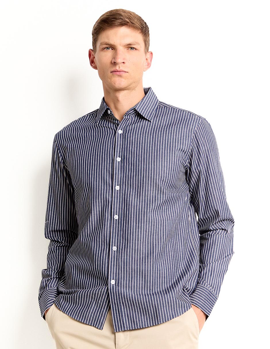 Camisa casual de algodón manga larga para hombre