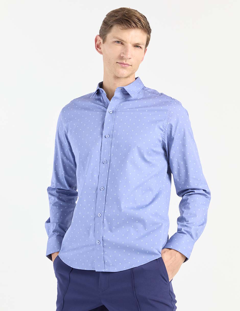Camisa casual de algodón manga larga para hombre