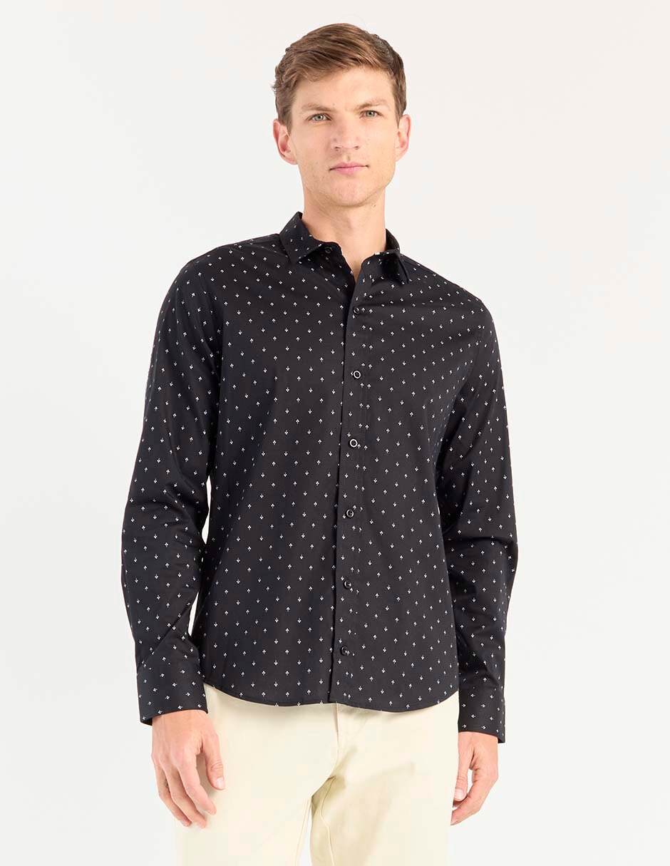 Camisa casual de algodón manga larga para hombre