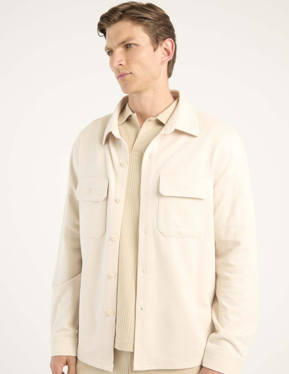 Sobrecamisa casual de algodón manga larga para hombre Sobrecamisa casual de algodón manga larga para hombre