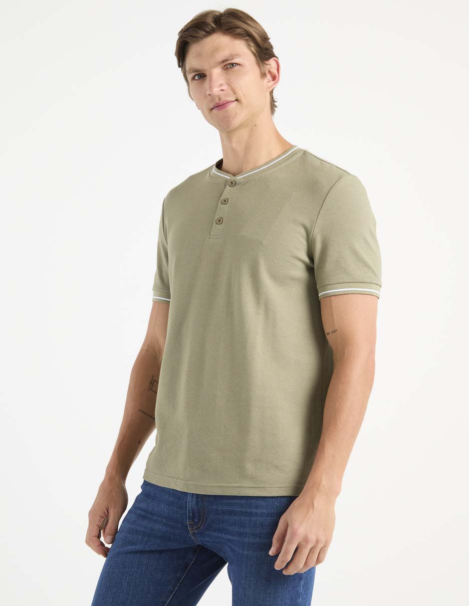 Playera cuello henley para hombre Playera cuello henley para hombre