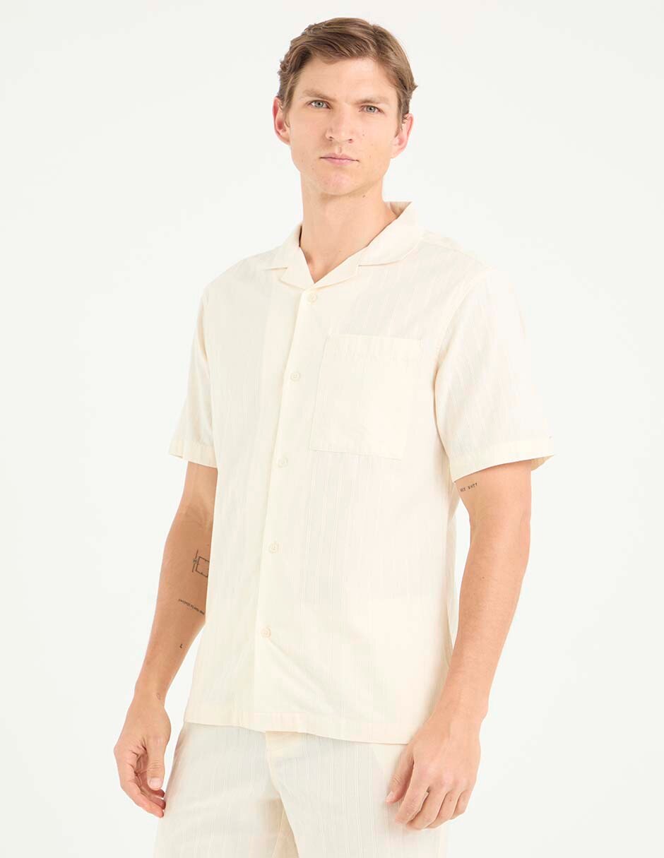 Camisa casual de algodón manga corta para hombre