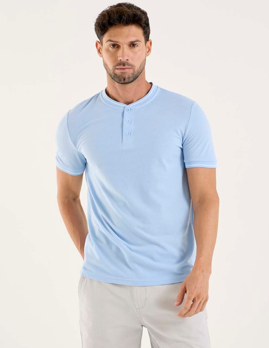 Playera cuello henley para hombre Playera cuello henley para hombre