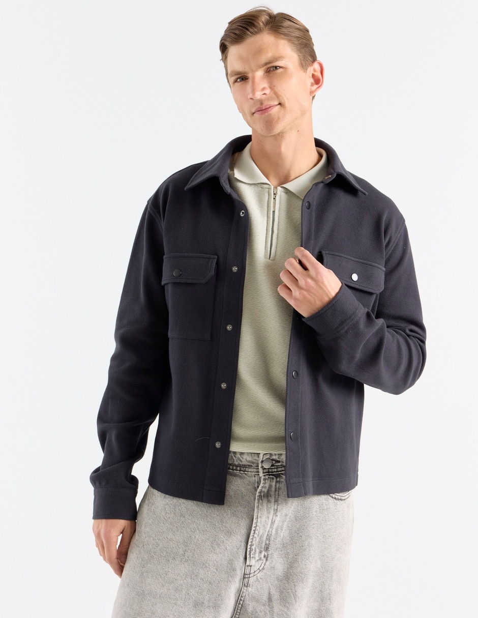 Sobrecamisa casual de manga larga para hombre 2
