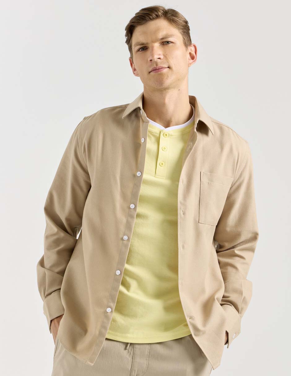Camisa casual de algodón manga larga para hombre