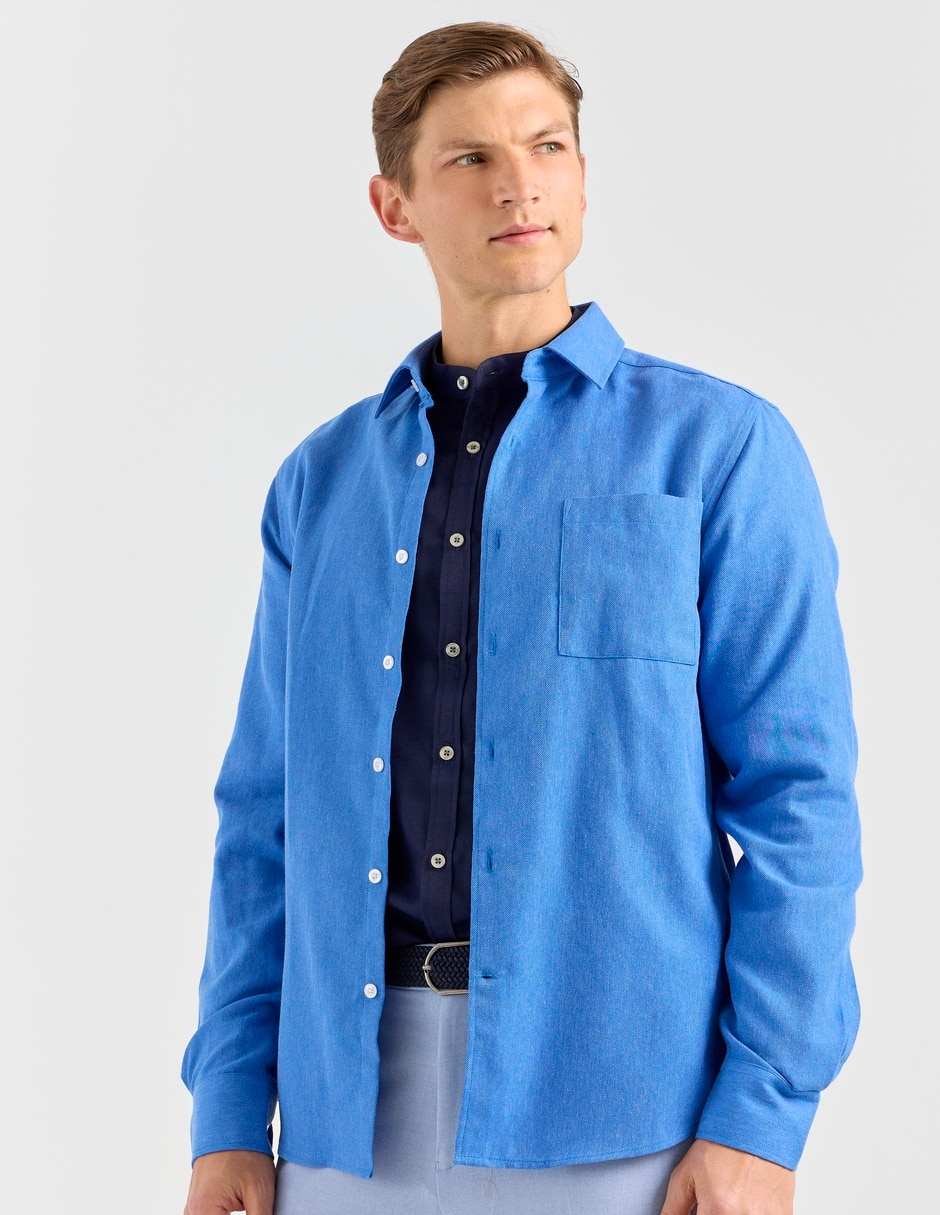 Camisa casual de algodón manga larga para hombre