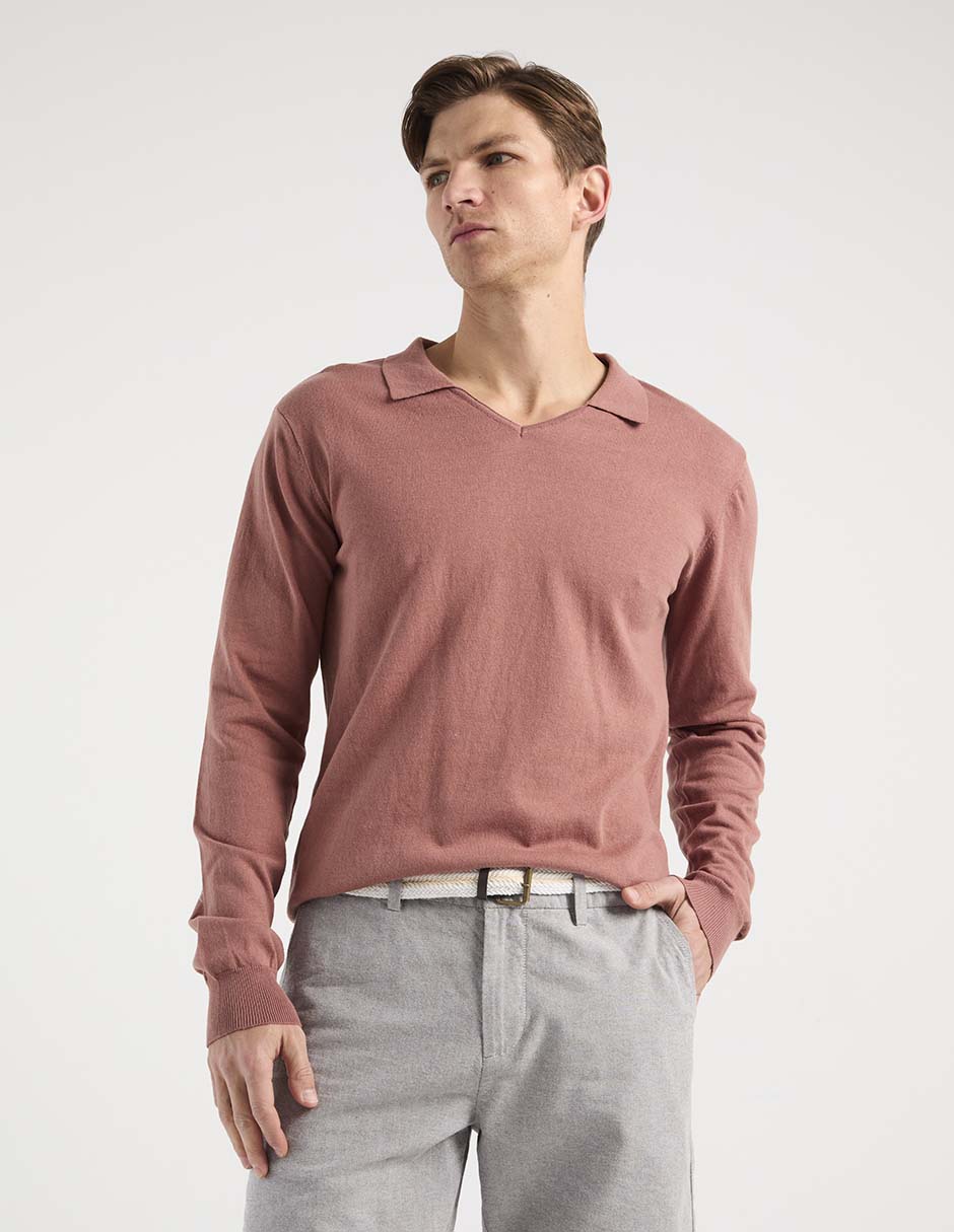 Suéter cuello camisero para hombre