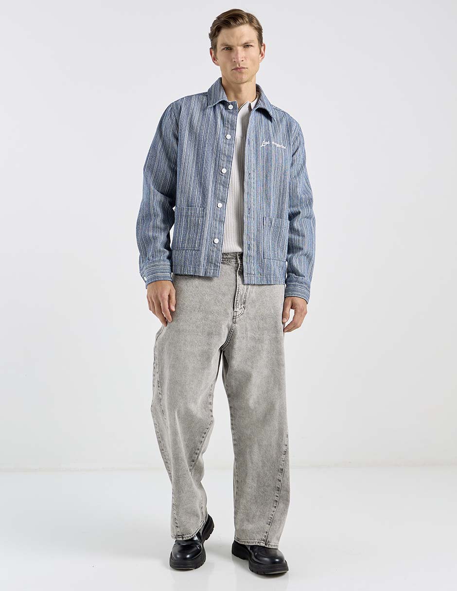 Sobrecamisa casual mezclilla de manga larga para hombre 3