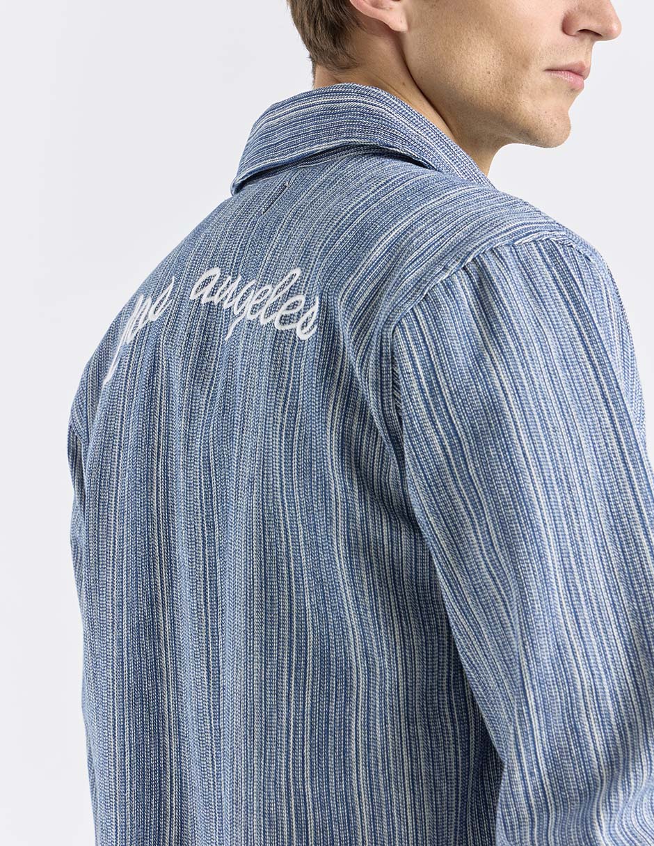 Sobrecamisa casual mezclilla de manga larga para hombre 5