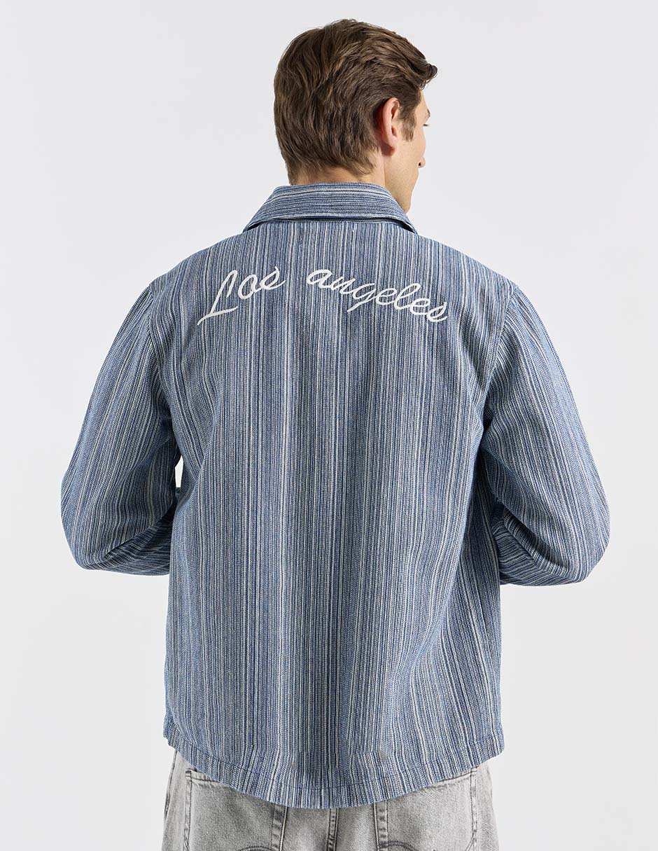 Sobrecamisa casual mezclilla de manga larga para hombre 6