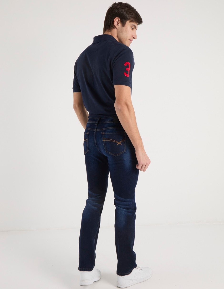Jeans straight lavado whisker para hombre 6