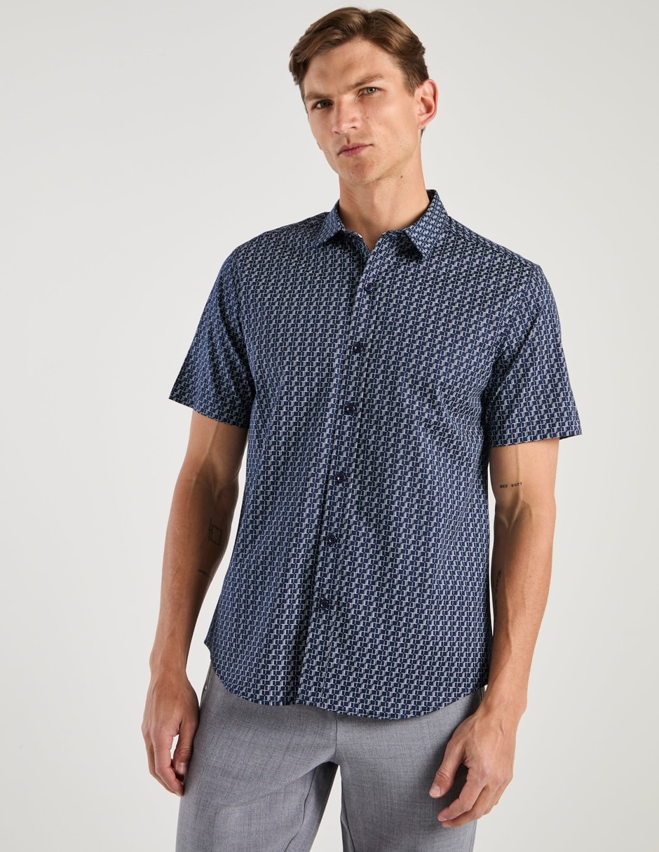 Camisa casual de algodón manga corta para hombre