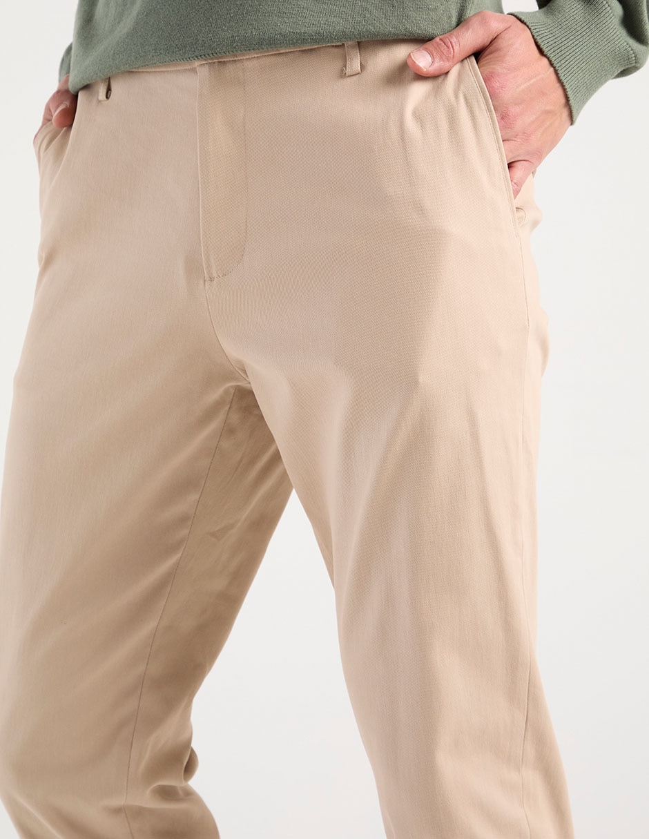PANTALON CONTEMPO, 36, KHAKI CLARO LISO