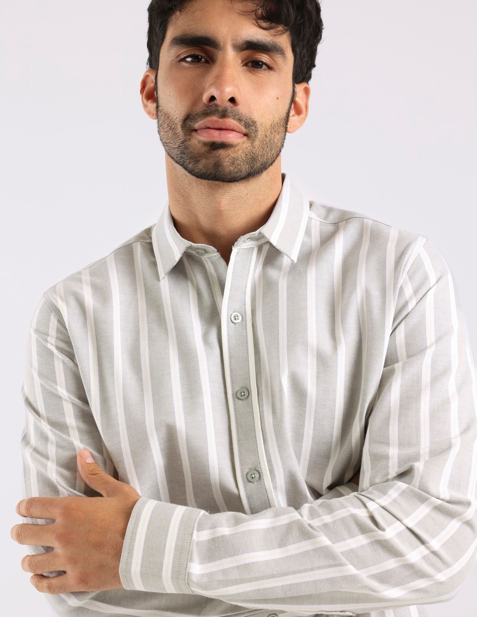 Camisa casual manga larga para hombre 5