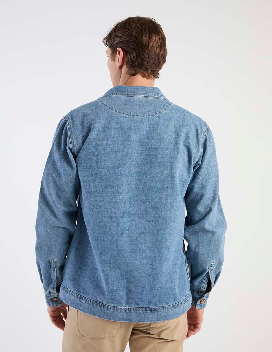 Chamarra denim de mezclilla con bolsillos para hombre 2