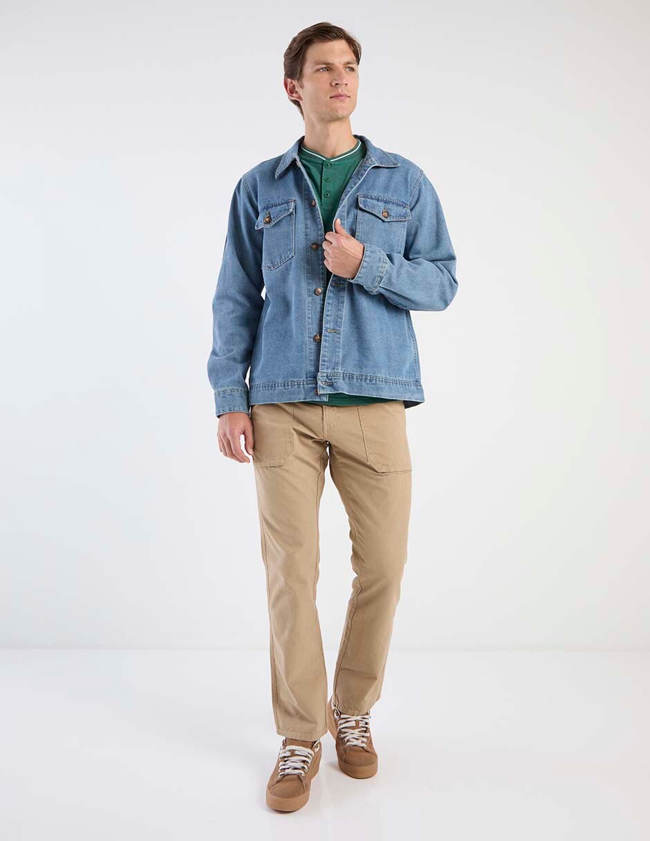 Chamarra denim de mezclilla con bolsillos para hombre 3