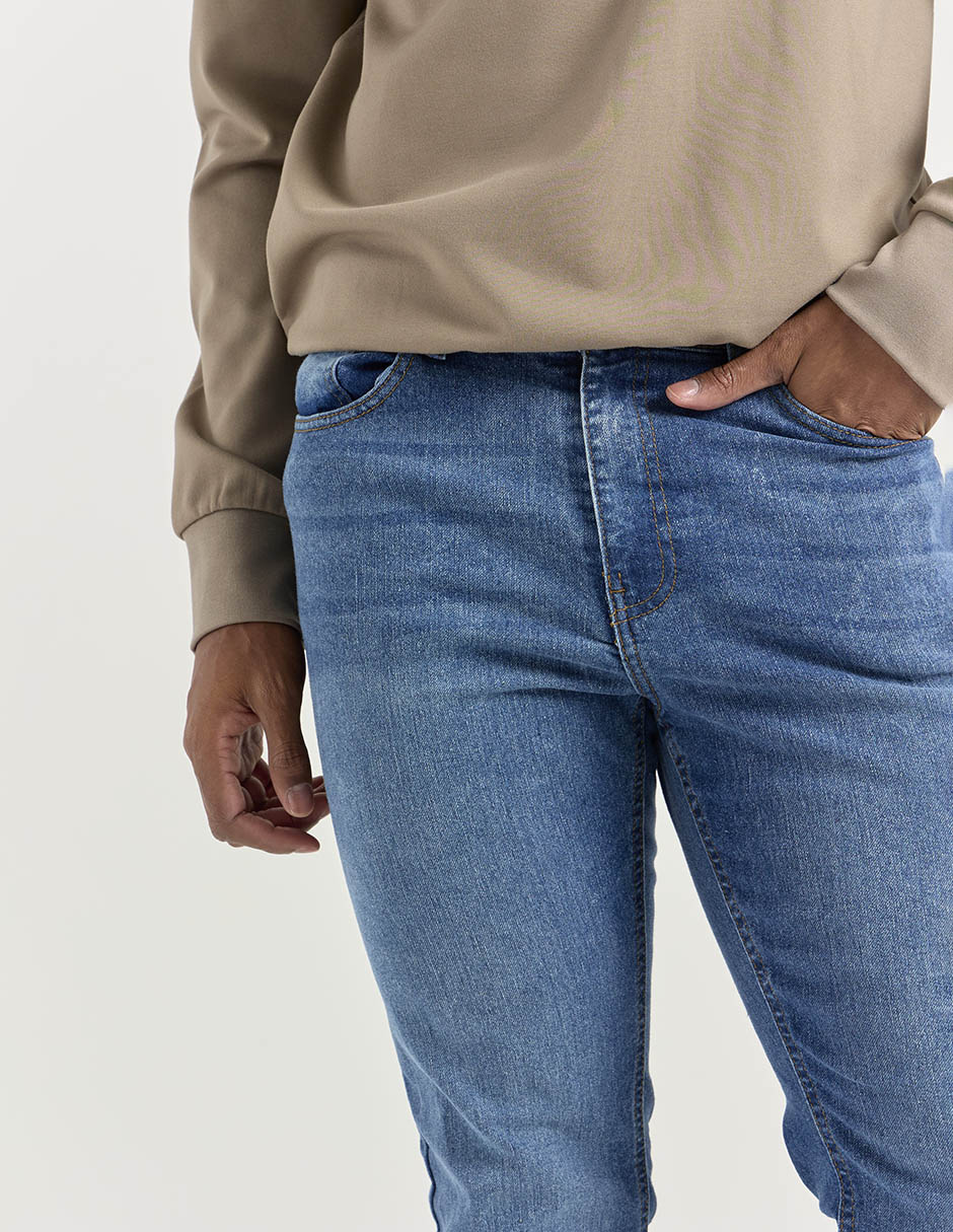 Jeans slim lavado medio para hombre 4