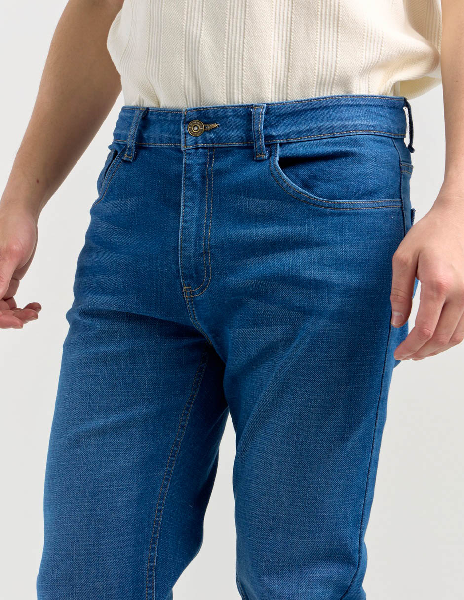 Jeans straight deslavado para hombre 4
