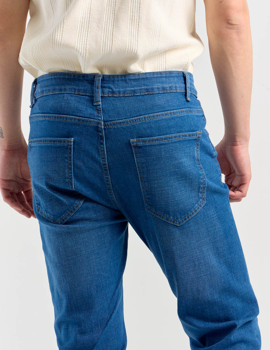 Jeans straight deslavado para hombre 5