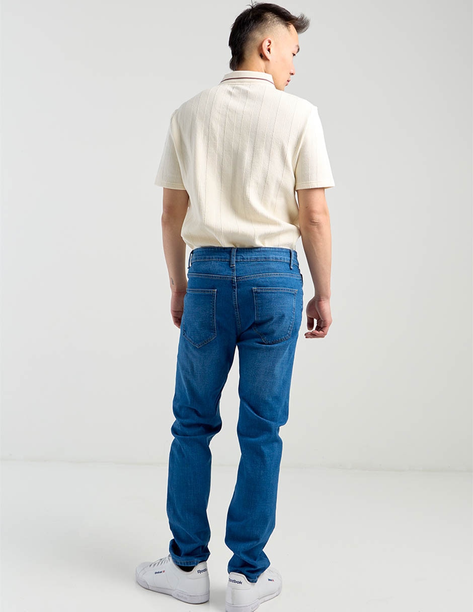 Jeans straight deslavado para hombre 6